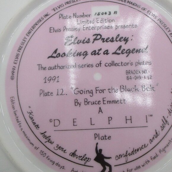 Elvis Presley Limited Edition Collectors Plate "Going For The Black Belt" Delphi - Picture 3 of 3